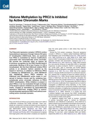 Histone Methylation by PRC2 Is Inhibited by Active Chromatin Marks