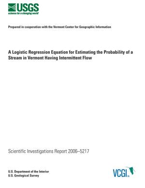 A Logistic Regression Equation for Estimating the Probability of a Stream in Vermont Having Intermittent Flow