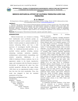 Medico-Botanical Study of Clitoria Ternatea Linn.Var