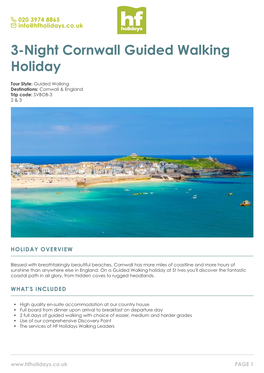 3-Night Cornwall Guided Walking Holiday