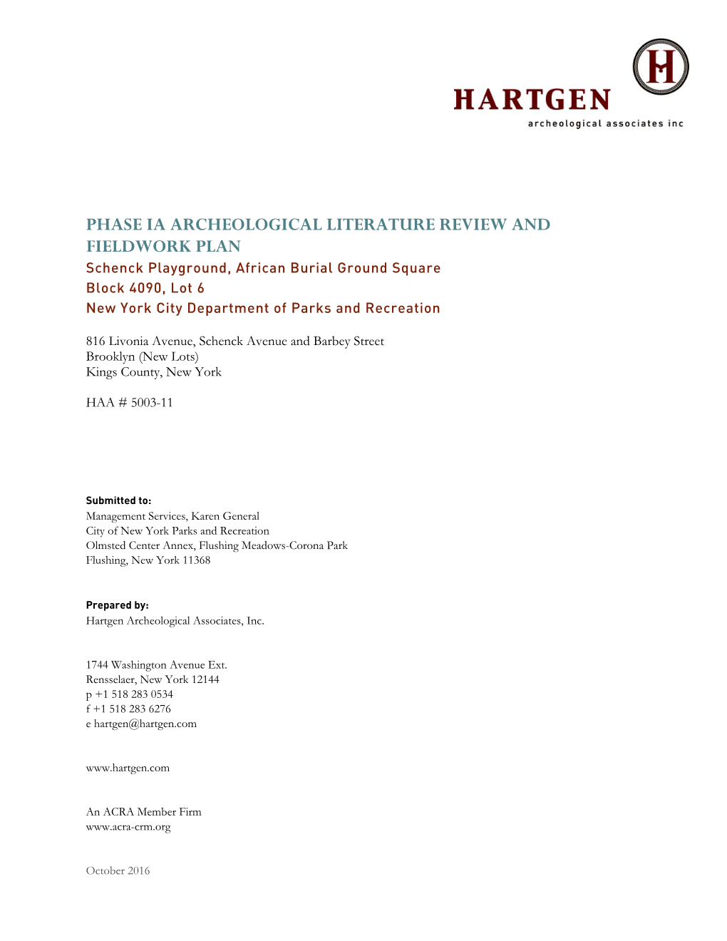 Phase Ia Archeological Literature Review And