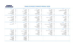 Enka Schools March Menu 2020