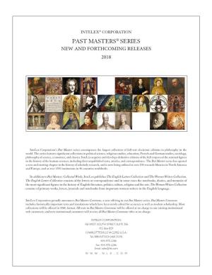 Past Masters® Series New and Forthcoming Releases 2018