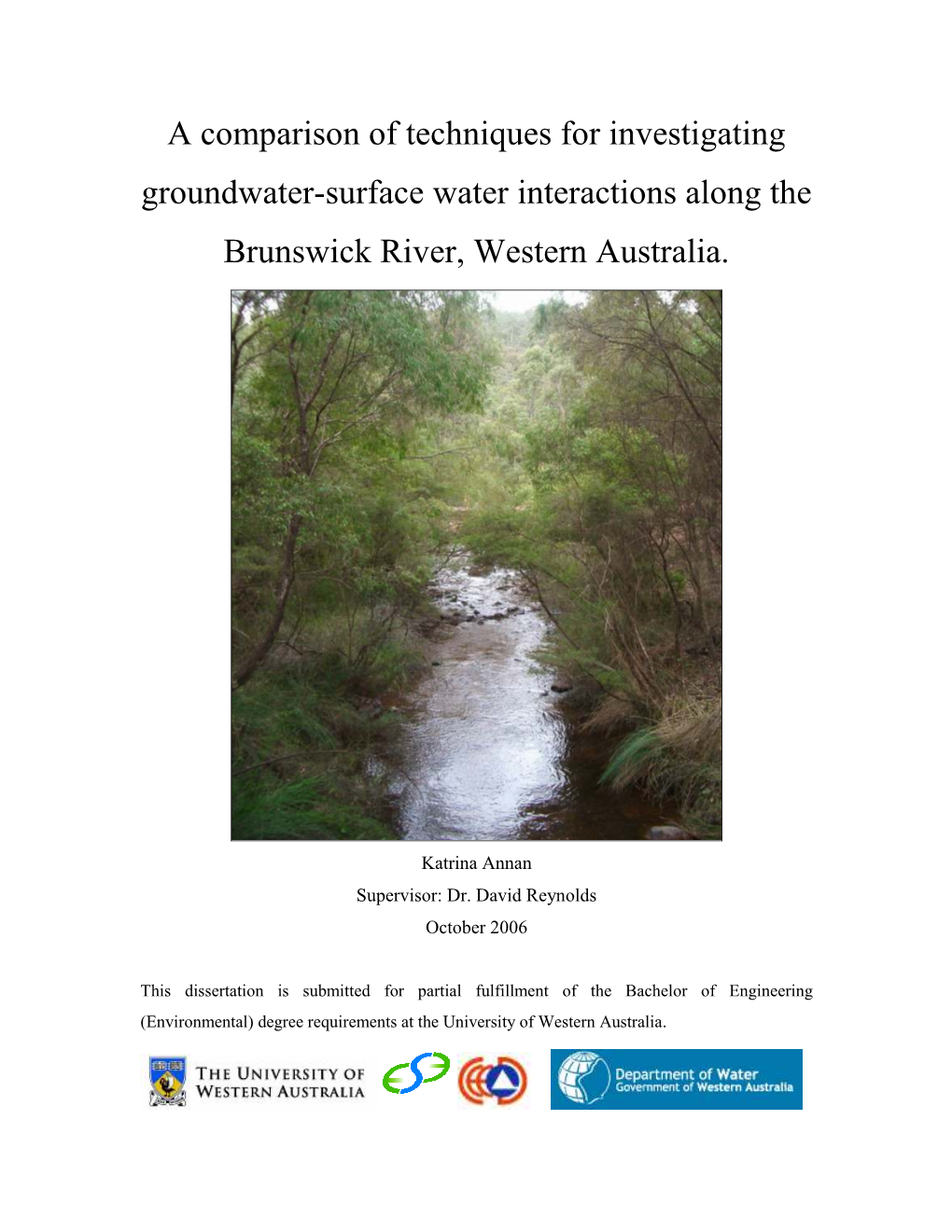 A Comparison of Techniques for Investigating Groundwater-Surface