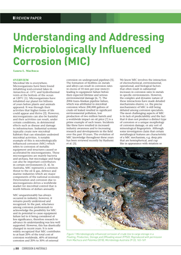 Understanding and Addressing Microbiologically Influenced Corrosion (MIC) Laura L