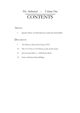 The Arthuriad – Volume One CONTENTS