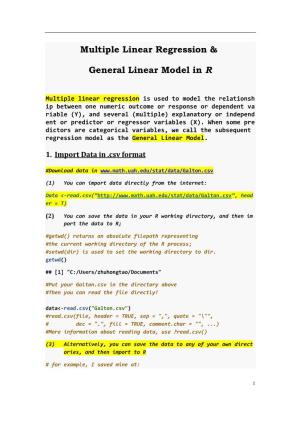 Multiple Linear Regression & General Linear Model in R