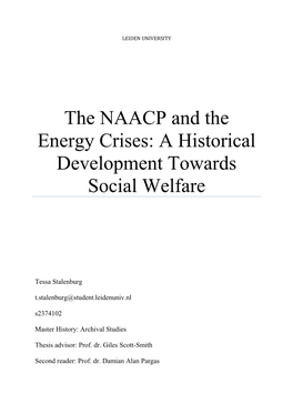 The NAACP and the Energy Crises: a Historical Development Towards Social Welfare