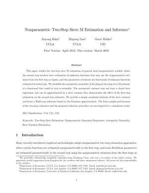 Nonparametric Two$Step Sieve M Estimation and Inference"