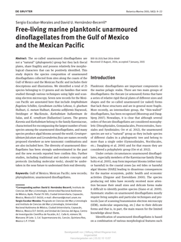 Free-Living Marine Planktonic Unarmoured Dinoflagellates from the Gulf of Mexico and the Mexican Pacific