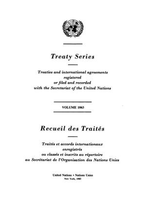 Treaty Series Recuei Des Trait6s