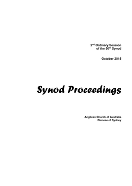 Synod Proceedings