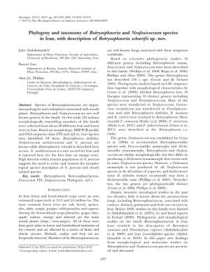 Phylogeny and Taxonomy of Botryosphaeria and Neofusicoccum Species in Iran, with Description of Botryosphaeria Scharifii Sp