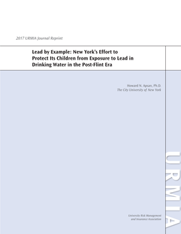 New York's Effort to Protect Its Children from Exposure to Lead In