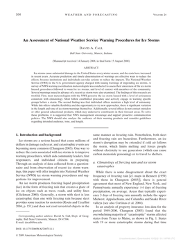 An Assessment of National Weather Service Warning Procedures for Ice Storms