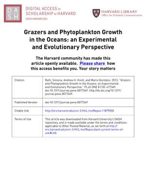 Grazers and Phytoplankton Growth in the Oceans: an Experimental and Evolutionary Perspective