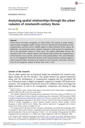 Analysing Spatial Relationships Through the Urban Cadastre of Nineteenth-Century Rome