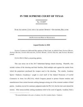 The Opinion of the Court, in Which CHIEF JUSTICE HECHT, JUSTICE DEVINE, JUSTICE BLACKLOCK, JUSTICE BUSBY, JUSTICE BLAND, and JUSTICE HUDDLE Joined