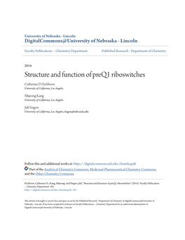 Structure and Function of Preq1 Riboswitches Catherine D