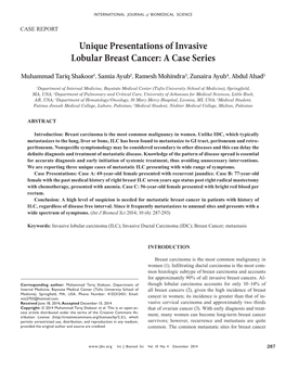 Unique Presentations of Invasive Lobular Breast Cancer: a Case Series
