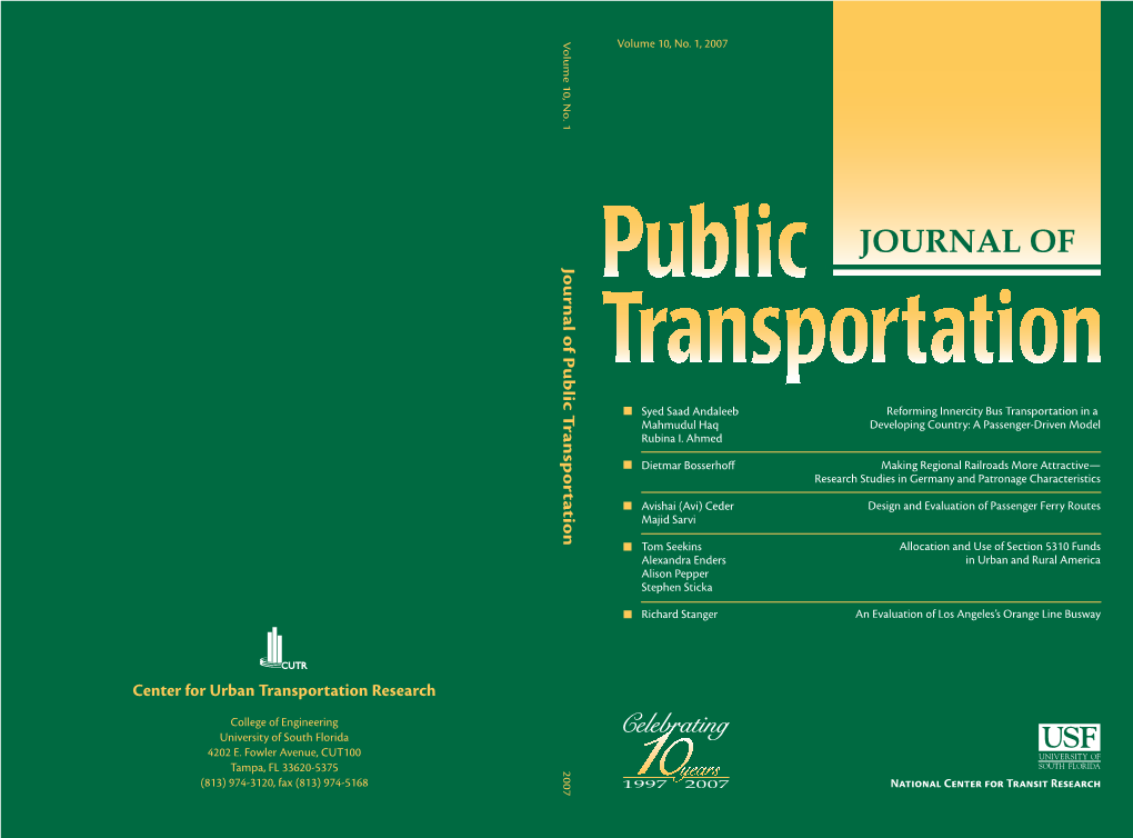 Public Transportation Association University of South Florida Fax: 813•974•5168 Email: Chester E