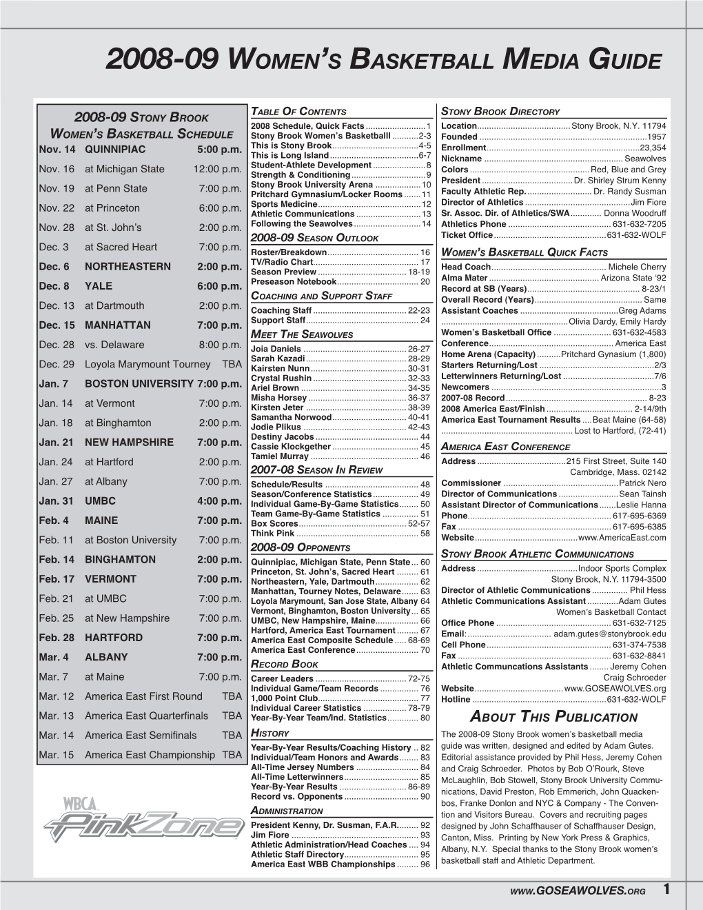 2008-09 Women's Basketball Media Guide