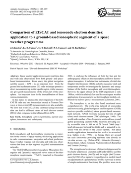 Comparison of EISCAT and Ionosonde Electron Densities: Application to a Ground-Based Ionospheric Segment of a Space Weather Programme