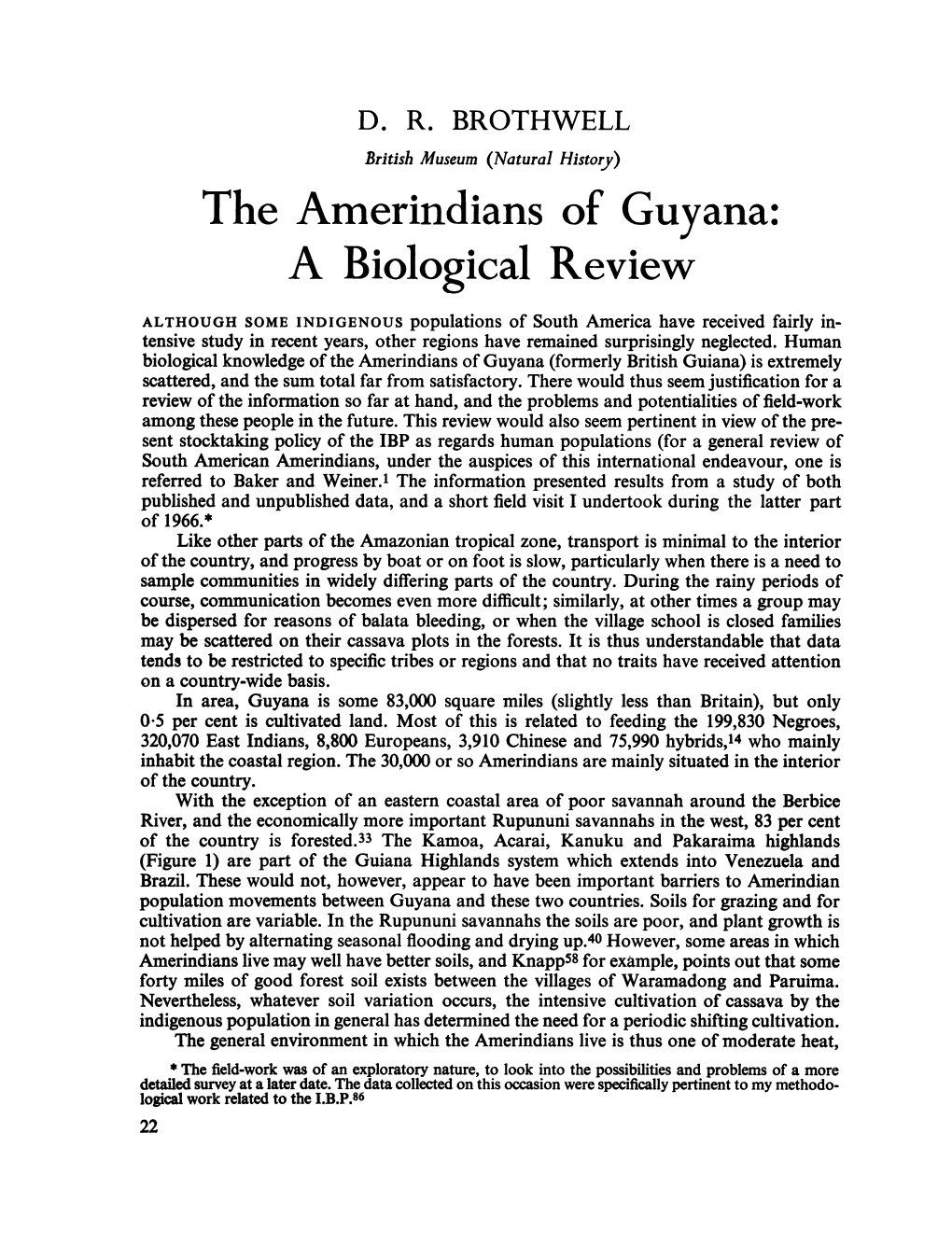 The Amerindians of Guyana: a Biological Review