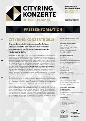 Presseinformation Cityring Konzerte 2018