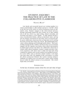 Student, Esquire?: the Practice of Law in the Collaborative Classroom