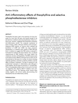 Anti-Inflammatory Effects of Theophylline and Selective Phosphodiesterase Inhibitors