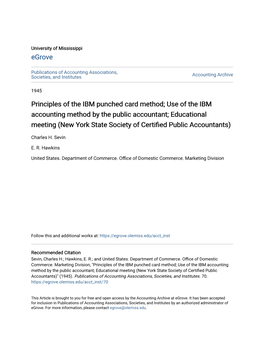 Principles of the IBM Punched Card Method