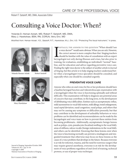 Consulting a Voice Doctor: When?