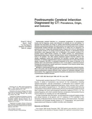 Posttraumatic Cerebral Infarction Diagnosed by CT: Prevalence, Origin, and Outcome