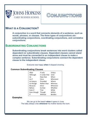 What Is a Conjunction? Subordinating Conjunctions