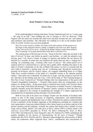 Jean Toomer's Cane As a Swan Song Heiner