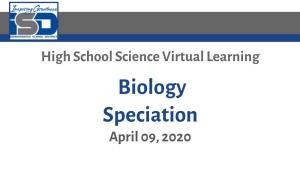 Biology Speciation April 09, 2020