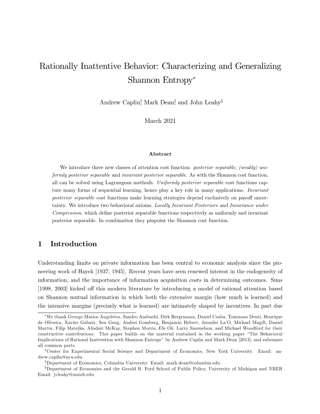 Rationally Inattentive Behavior: Characterizing and Generalizing