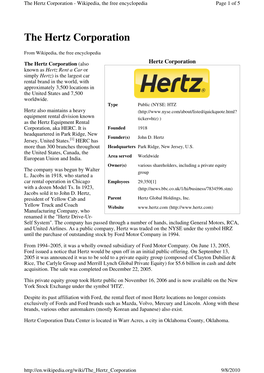 The Hertz Corporation - Wikipedia, the Free Encyclopedia Page 1 of 5