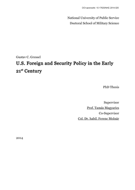 U.S. Foreign and Security Policy in the Early 21St Century