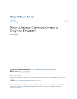 Power of Attorney: Convenient Contract Or Dangerous Document? Catherine Seal