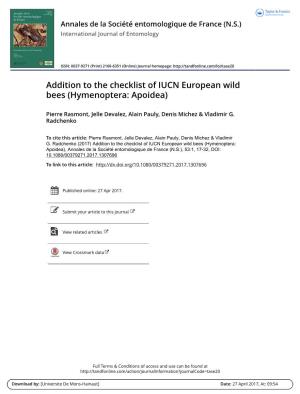 Addition to the Checklist of IUCN European Wild Bees (Hymenoptera: Apoidea)