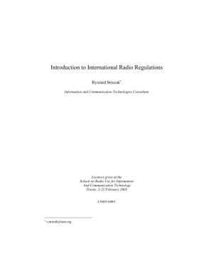 Introduction to International Radio Regulations