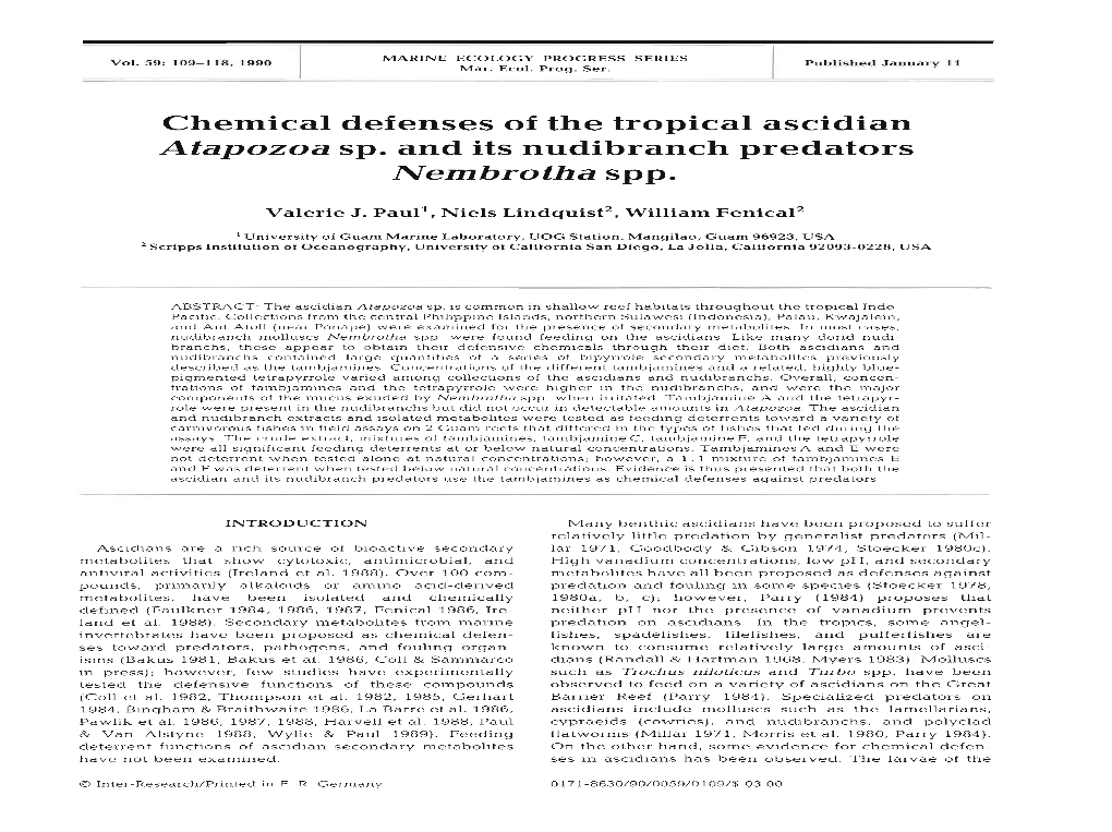 Atapozoa Sp. and Its Nudibranch Predators Nembrotha Spp