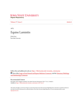 Equine Laminitis John Kurt Iowa State University