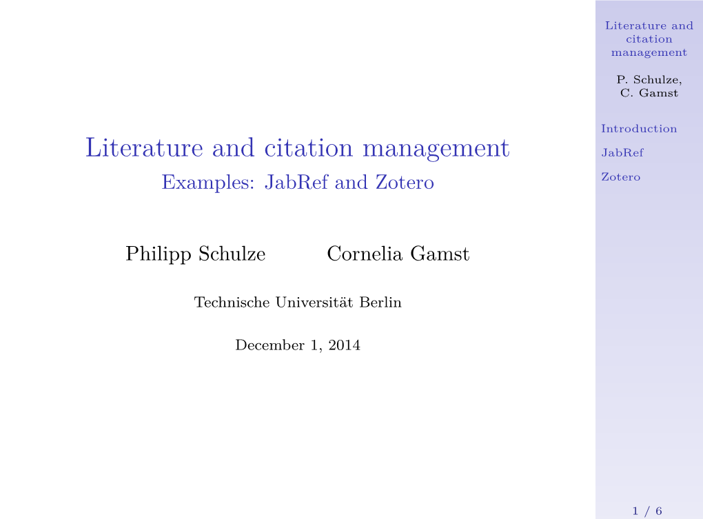 Literature and Citation Management
