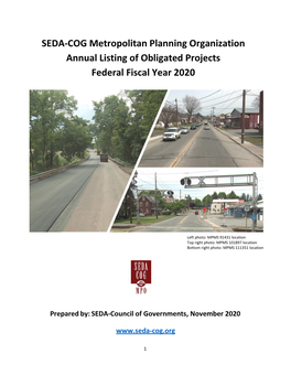 SEDA-COG Metropolitan Planning Organization Annual Listing of Obligated Projects Federal Fiscal Year 2020