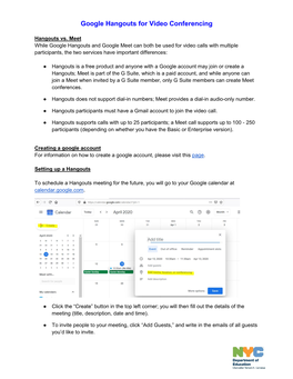 Google Hangouts for Video Conferencing