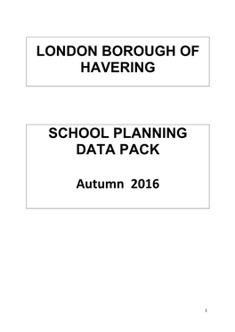 London Borough of Havering School Planning Data Pack