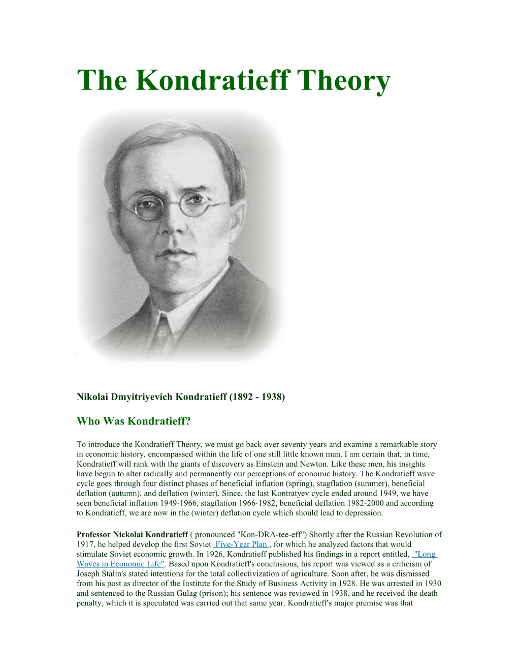 The Kondratieff Theory